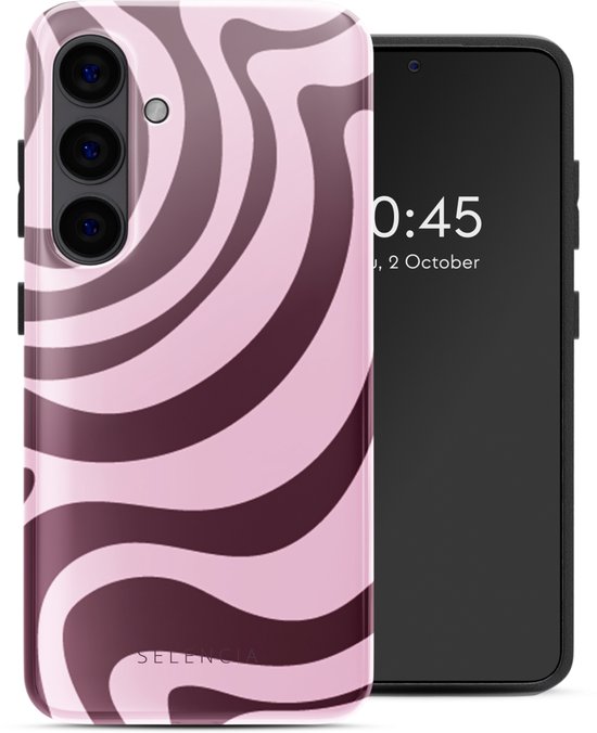 Selencia Coque adaptée pour Samsung Galaxy S24 - Selencia Vivid Backcover - Wavy Swirl Pink Plum