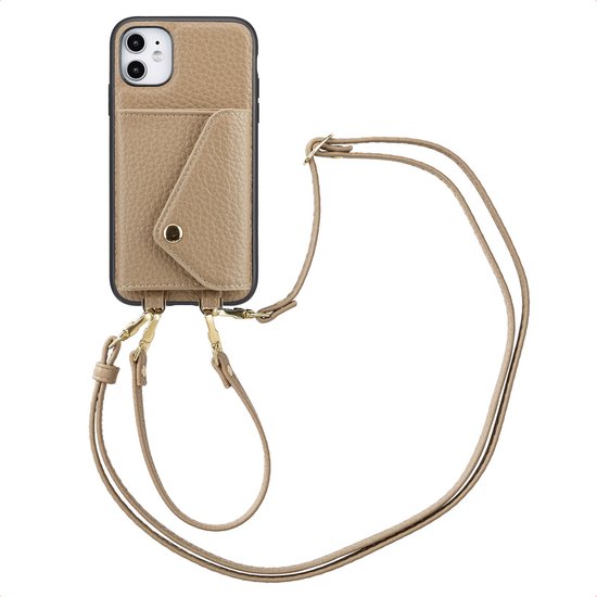 Étui Selencia - Adapté à iPhone 11 - Étui Sera Cord avec enveloppe porte-cartes - Beige