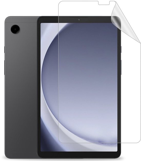 Gehard glazen screenprotector wordt op een donkergrijze tablet geplaatst.