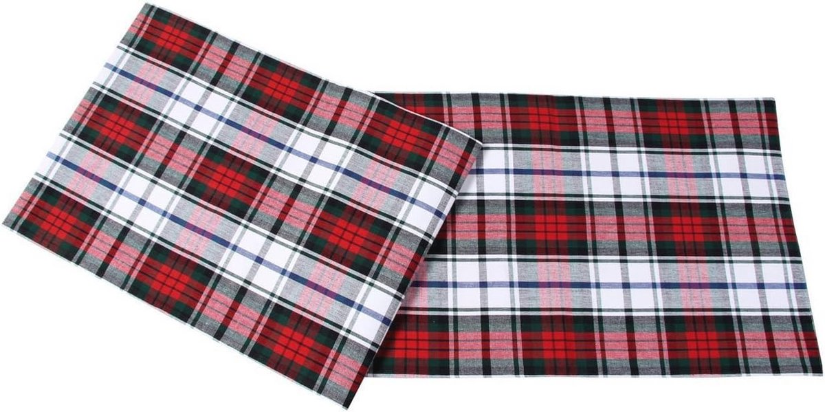 Set van 2 geruite placemats - Katoenen placemats 30 x 45 cm in rood, wit en groen
