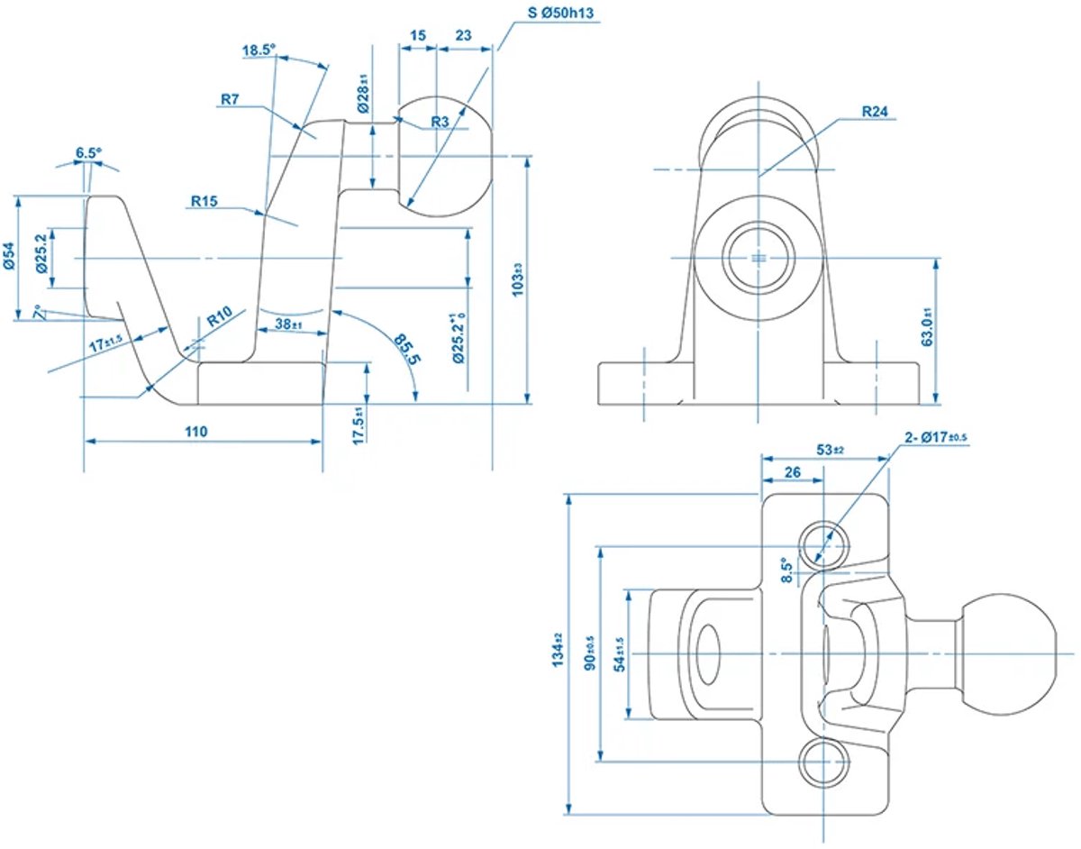 VCTparts® Trekhaakkogel D21/S350 Gecombineerde Tweevoudige Uitvoering E-gekeurd Zilver Bumpertrekhaak Koppelingskogel