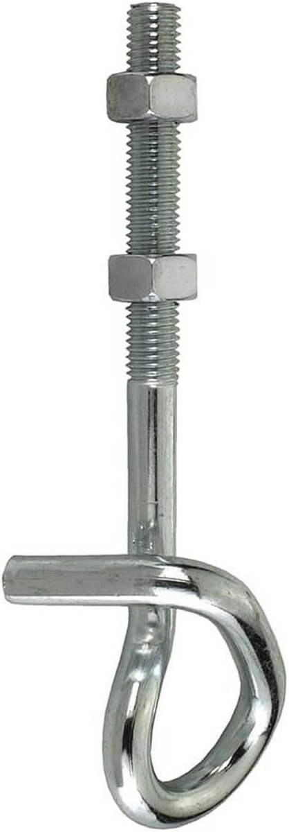Veiligheidsschommelhaken M12 x 180 – 2 stuks met metrische schroefdraad en verzinkte moeren