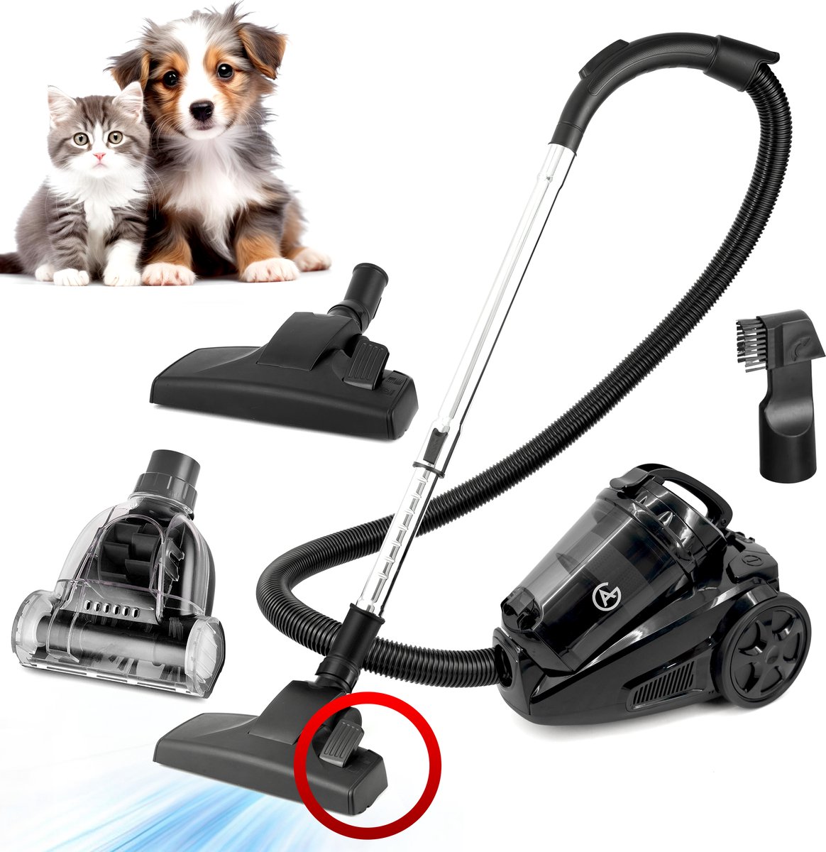 AG AG3400 Stofzuiger Zonder Zak - Stofzuigers - Vacuum Cleaner Zakloos - Geschikt Voor Dierenharen - Extra Lange Kabel - 850W - Sterke Zuigkracht - Black Edition Zwart