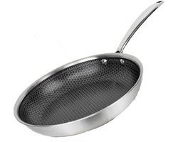 Pasper Koekenpan Ø 28 cm - PFAS & PTFE vrij - Inductie, Elektrisch, Keramisch & Gas - RVS Honingraat Anti-Aanbakpan