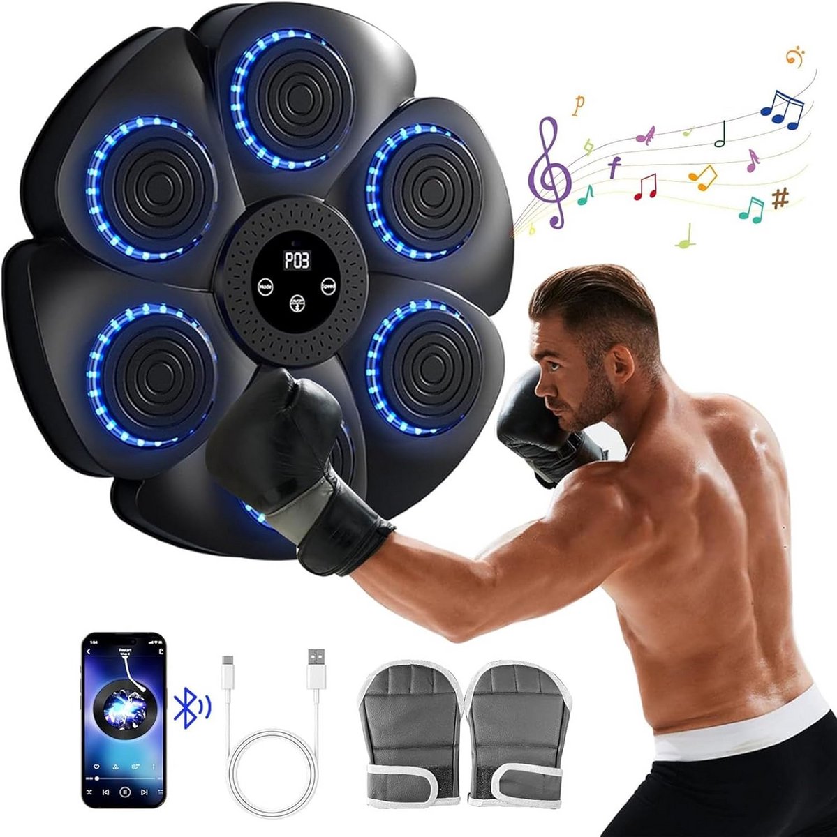 Slimme Muziek Boksmachine met LED Targets voor Thuis Training
