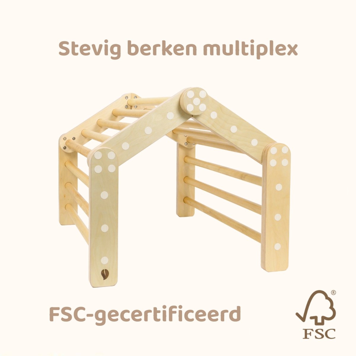 Babiem® Ben - Klimrek - met Mini-Huisje Doek - Houten Speelgoed - Klimrek Kinderen - Bevordert Fysieke Ontwikkeling - Vanaf 3 Jaar - Montessori Speelgoed - FSC — afbeelding 6