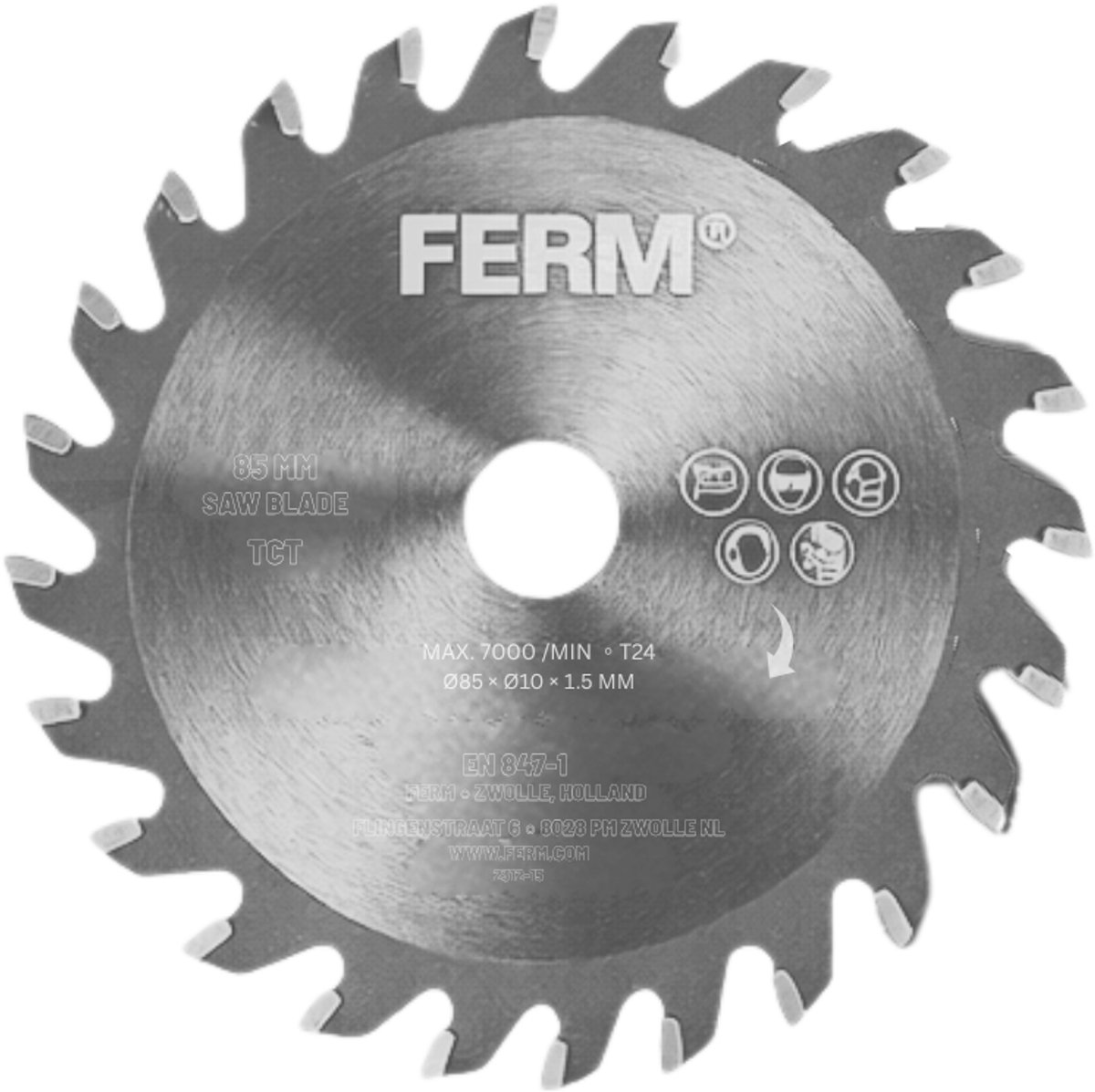 FERM - CSA1060 - Zaagbladenset - Diameter - 85mm - Asgat: - 10mm - 24 tanden - TCT - 3 stuks - voor - ACTION - Mini cirkelzaag - CSM1053 – foto 2