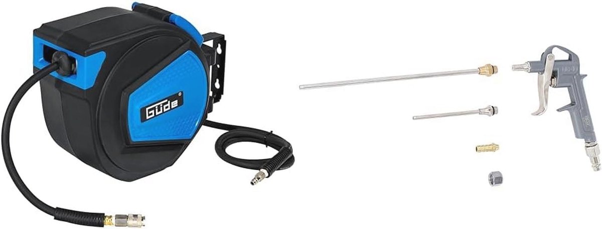 Automatische Slanghaspel 15 m met Lucht Blaaspistool en 3 Verstuivers