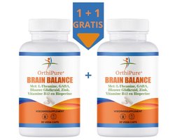 OrthiPure - Brain Balance - 30 capsules - leerpil - concentratie pil - Lto3 - L-Theanine - Blauw Glidkruid - GABA - Vitamine B12 - Zink citraat - Bioperine - 1+1 Gratis