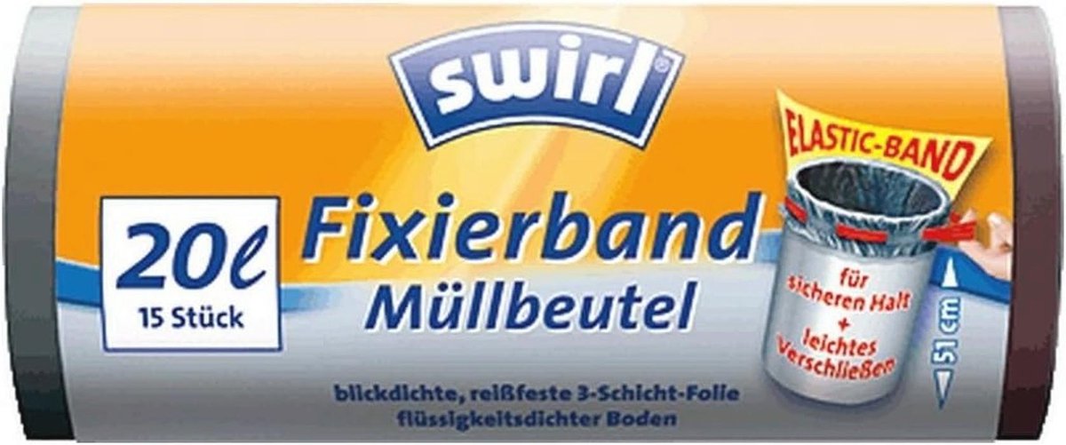 Zwarte Vuilniszakken 20 Liter met Fixeerband