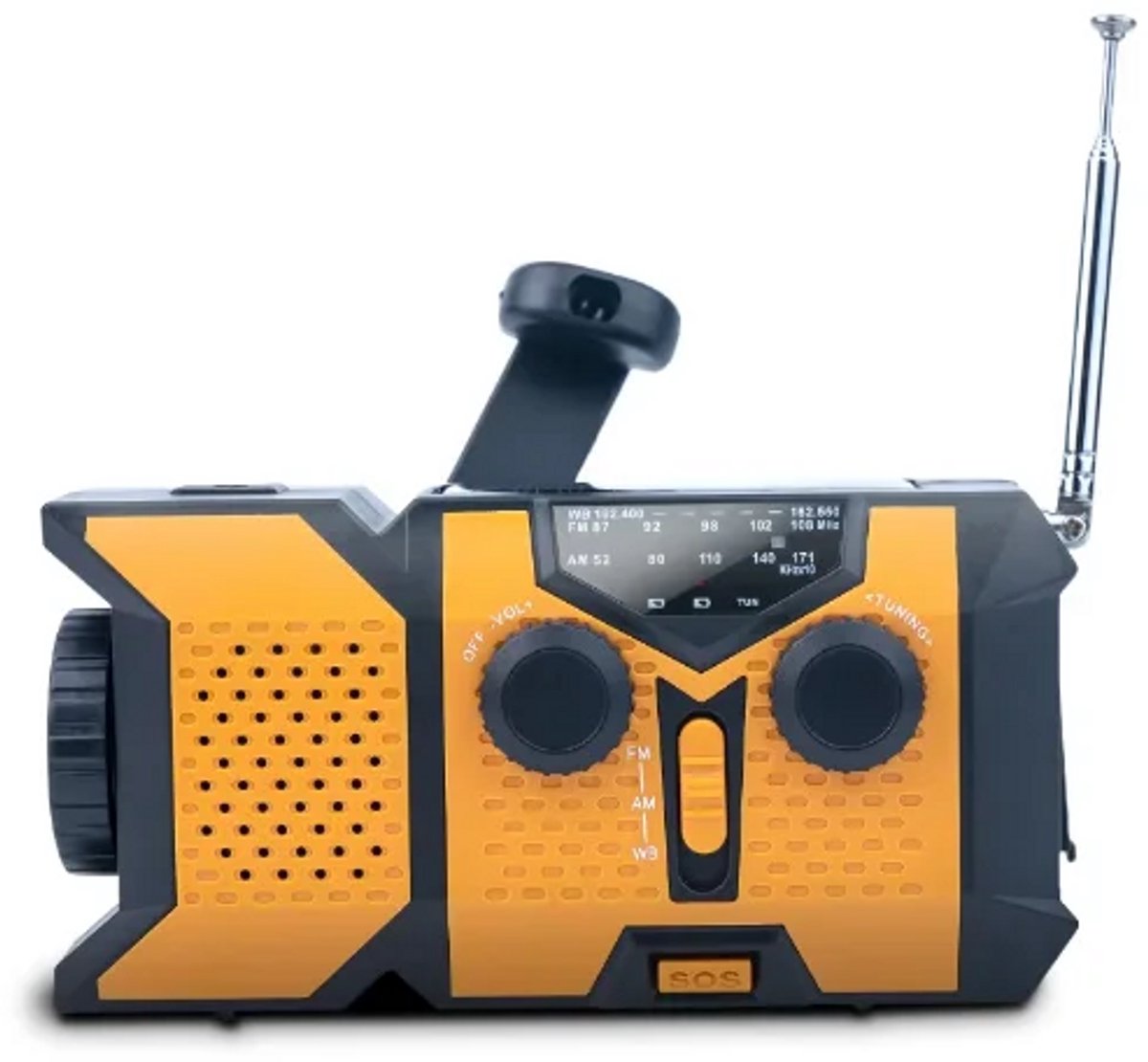 Noodradio - Bouwradio - Solar Opwindbaar 2000mAh - Solar powerbank Zonneenergie - Survival Noodpakket - Zaklamp Oplaadbaar - Noodpakket