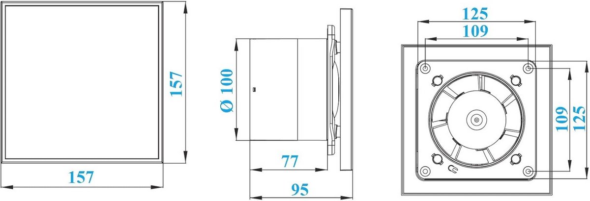 4 inch wandventilatierooster met roestvrijstalen paneel en timer voor perfecte ventilatie