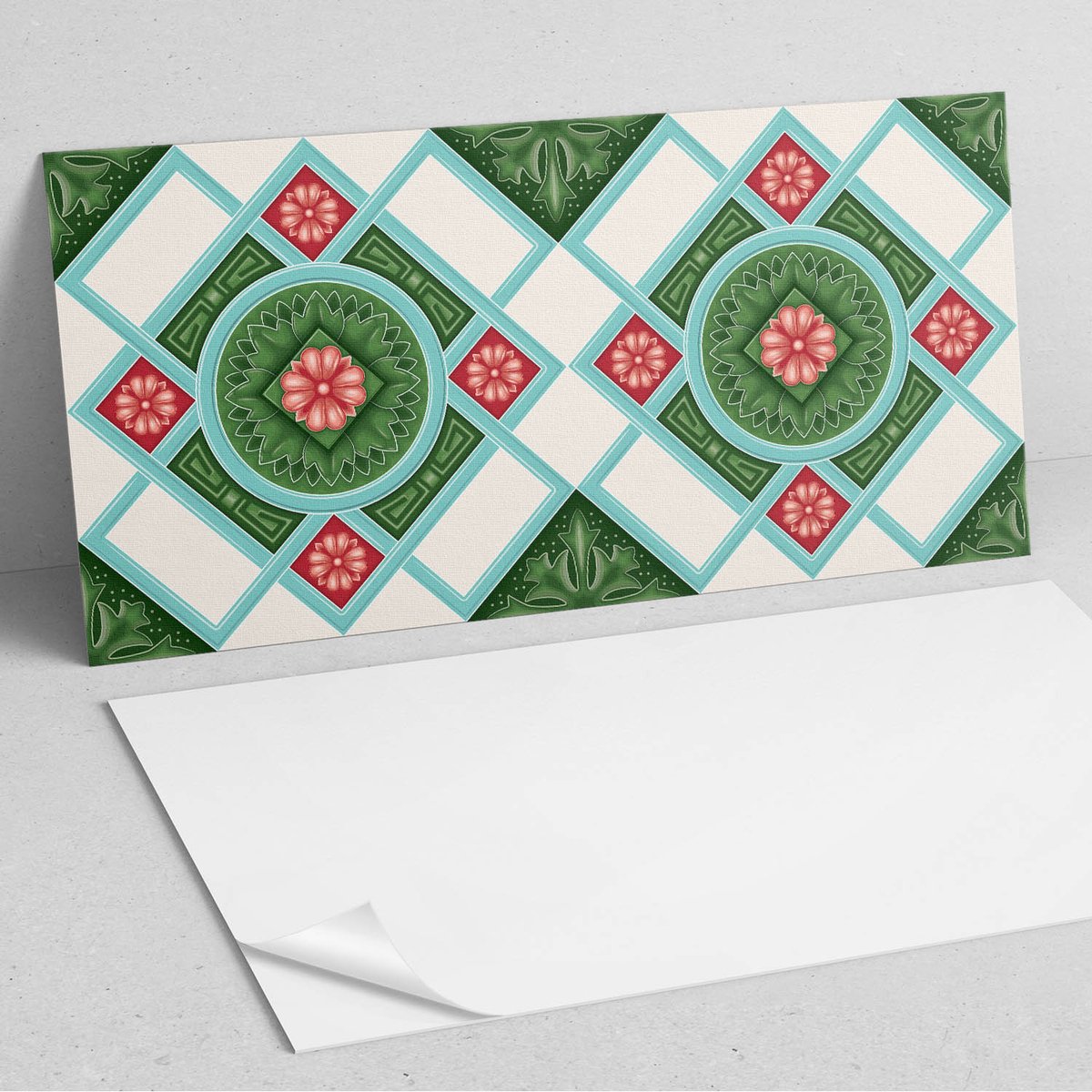 Coloray Wandpanelen Zelfklevend - Bloemenpatroon in een ruit. PVC Wandpanelen - 120 cm x 6