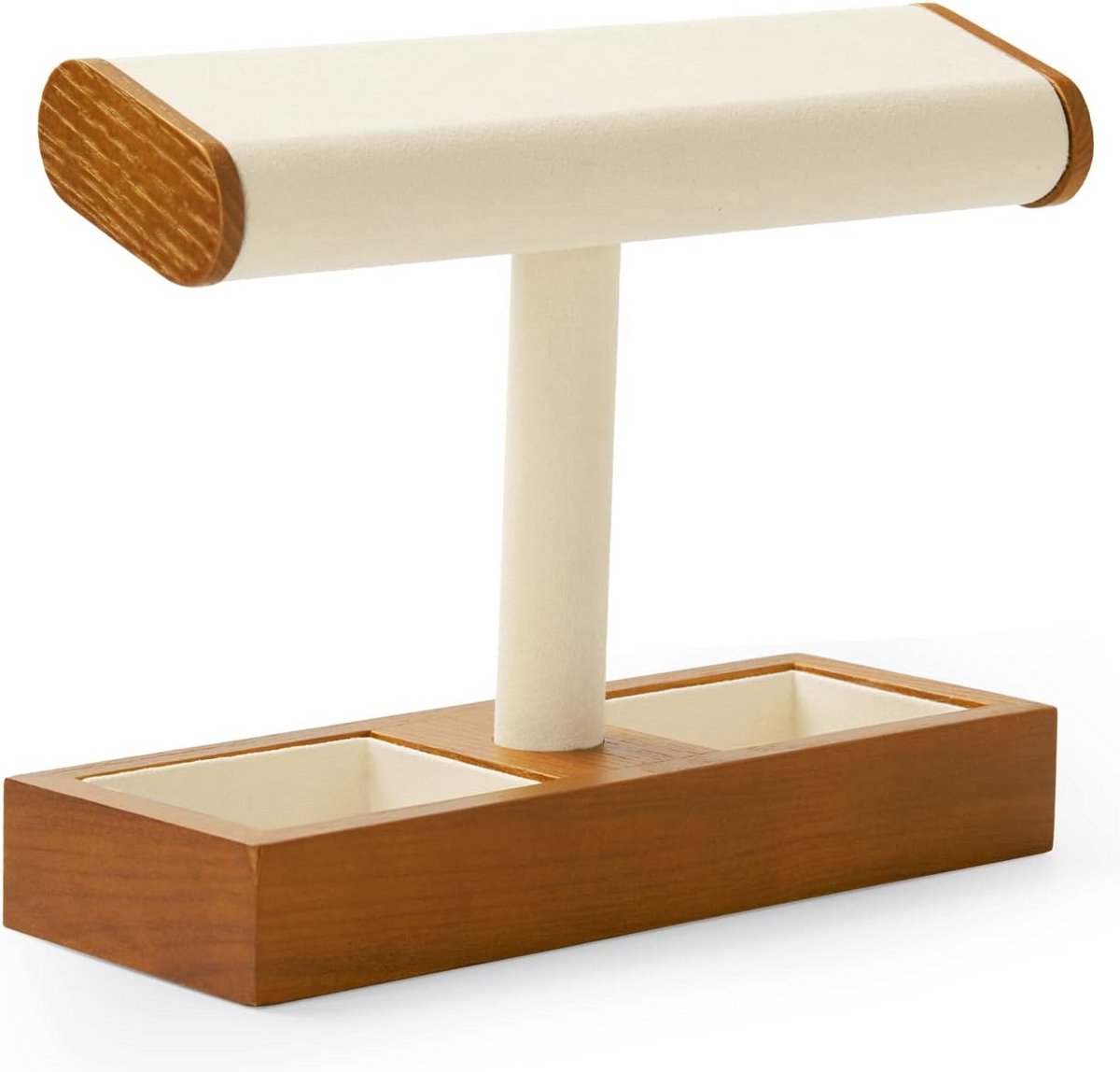 Houten Horlogestandaard - Armbandhouder en Sieradendisplay voor Dames en Heren (Beige)