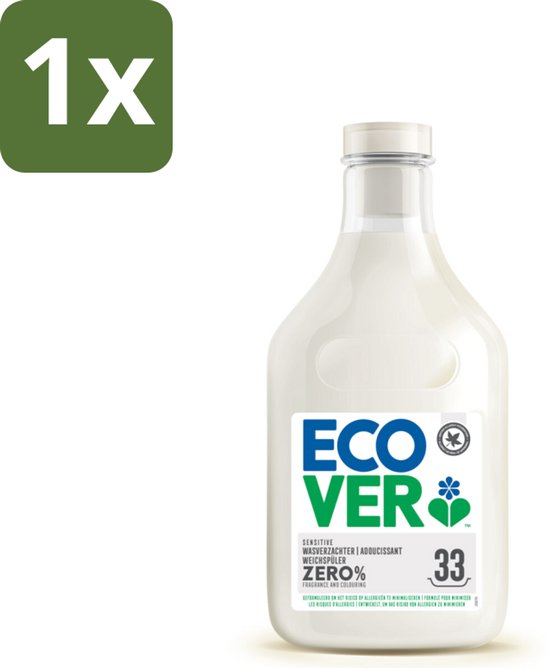 1 x Ecover - Wasverzachter Zero - Zonder geurstoffen - 1 liter - 33 wasbeurten - Wasverzachter Zero - Geurloze Wasverzachter - Allergievriendelijke Wasverzachter - Plantaardige Wasverzachter - Biologische Wasverzachter