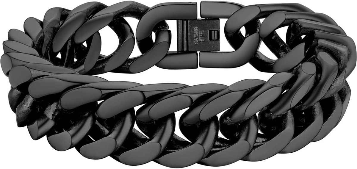 Heren Armband Miami Stijl van Roestvrij Staal - Elegante en Duurzame Schakels, Beschikbaar in Zilver-Goud-Zwart, 8mm-12mm-17mm, Lengtes van 19cm tot 23cm
