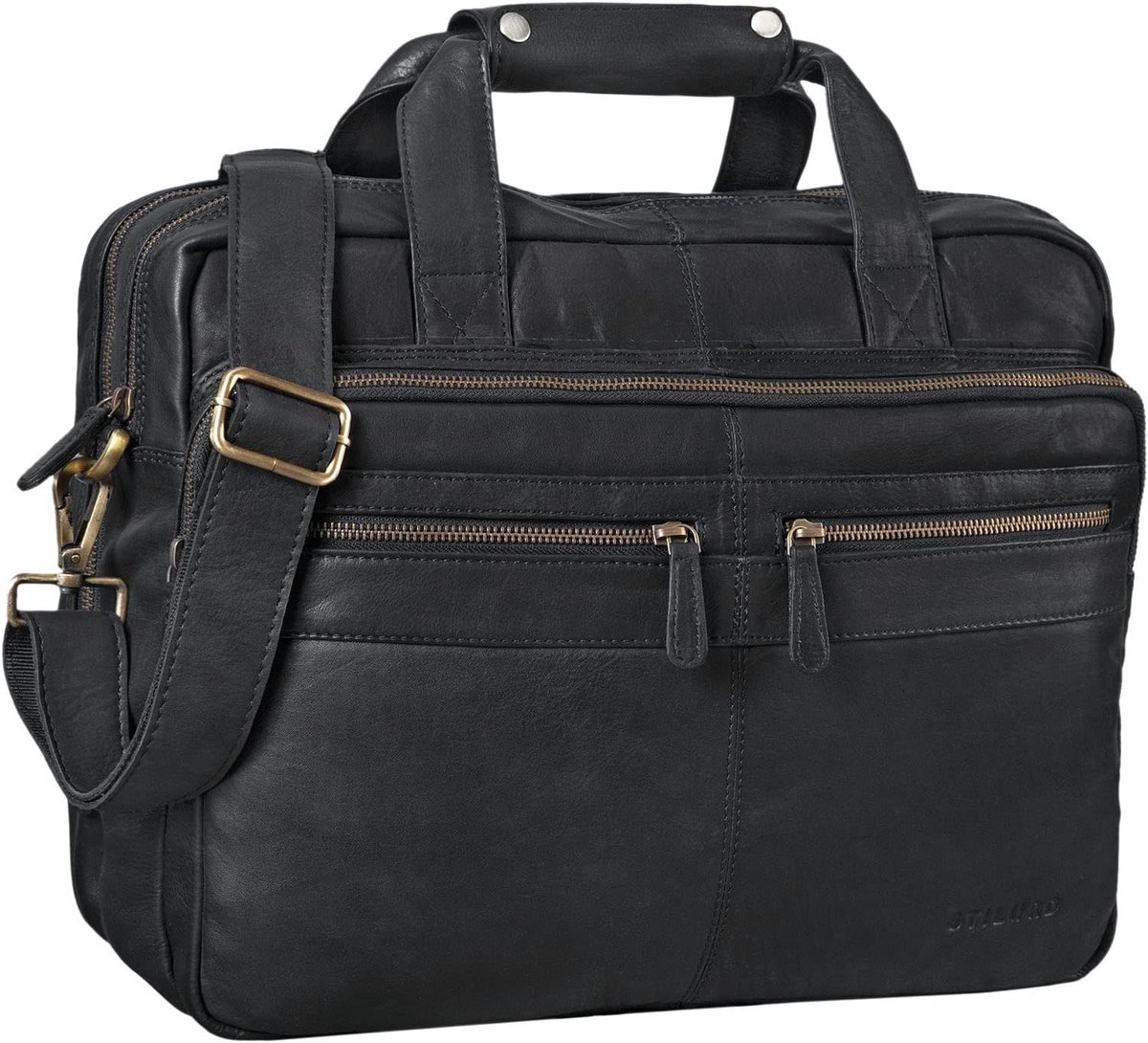 Vintage Leren Leraar Tas voor Laptop met Drievoudige Scheiding