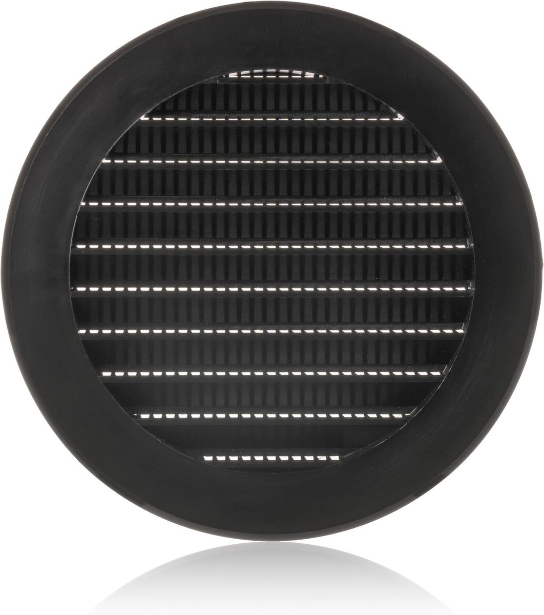 Kunststof Ventilatierooster 100mm met Insectengaas - Zwart