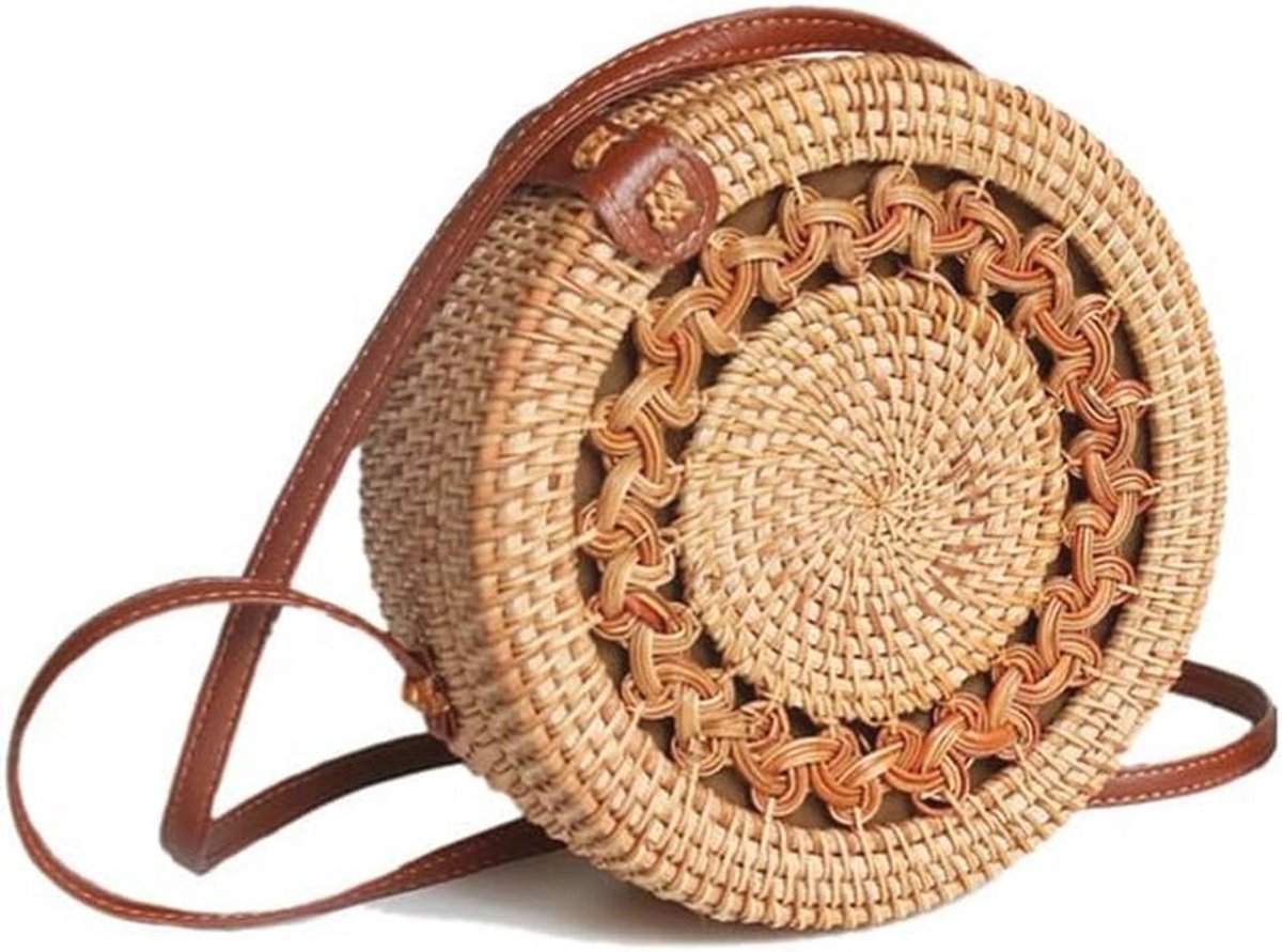 Ronde Rattan Basket Tas - Handgemaakte Weave Tas voor Vrouwen