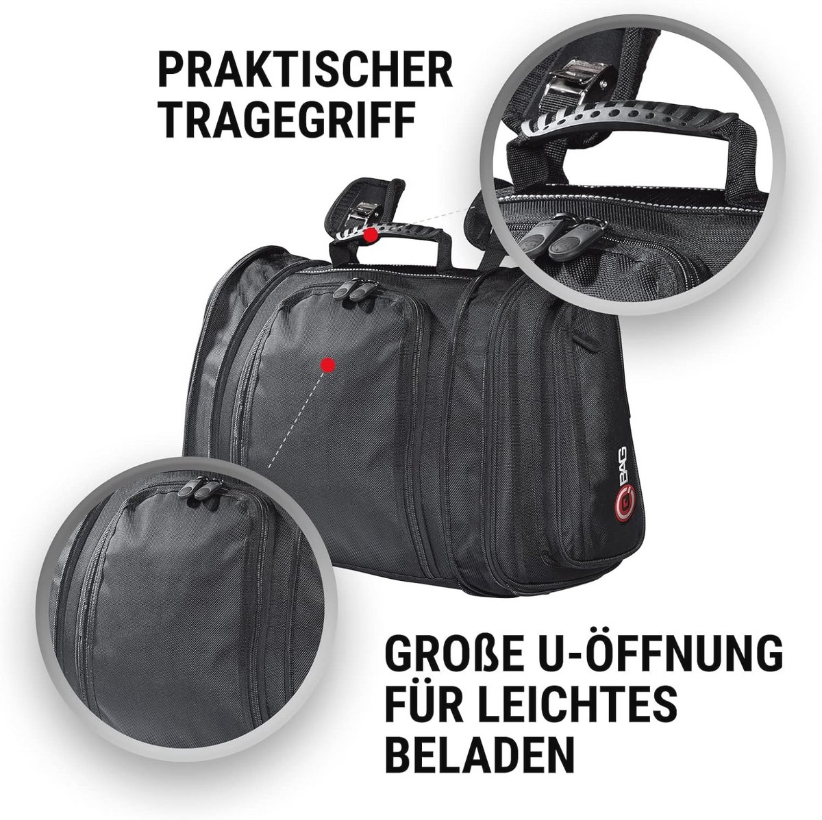 Achtertas voor motor met 14-20 liter opbergruimte - Zwarte polyester tas voor zomer tours
