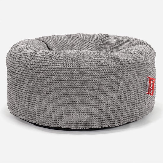 Ronde Lounge Zitzak Poef 65cm - Antraciet Pompom - Comfortabele Voetenbank Stoel