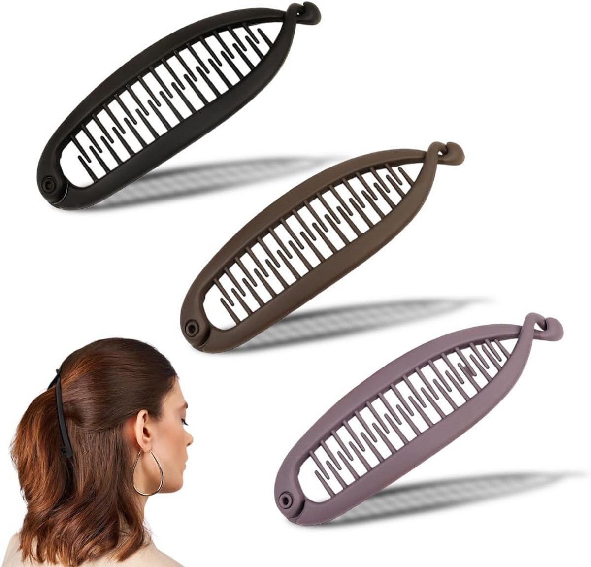 3 Stuks Banaan Haarclips voor Vrouwen - Elegant en Praktisch Haaraccessoire