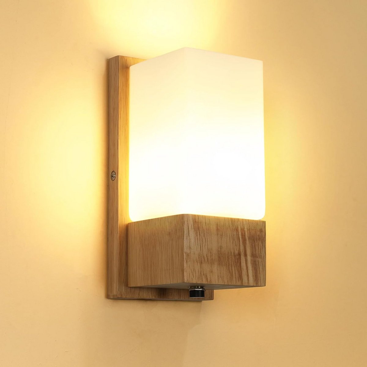 Moderne Wandlamp van Hout en Glas voor Binnenverlichting