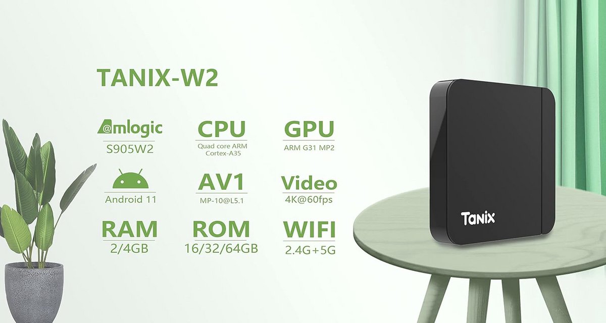 4K Media Player met Amlogic S905W2, 4GB RAM en 32GB ROM – Dubbel WiFi en Bluetooth 4.2