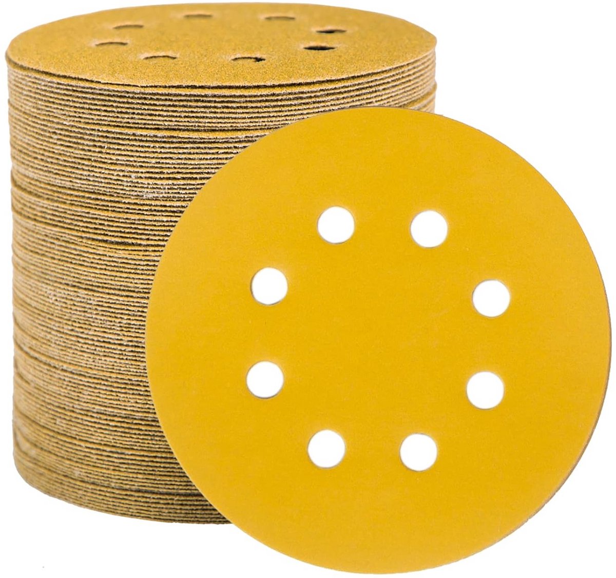 Ronde Schuurschijven 125 mm - 100 Schuurschijven met 8 Gaten - Korrel 240 voor Slijpen en Polijsten