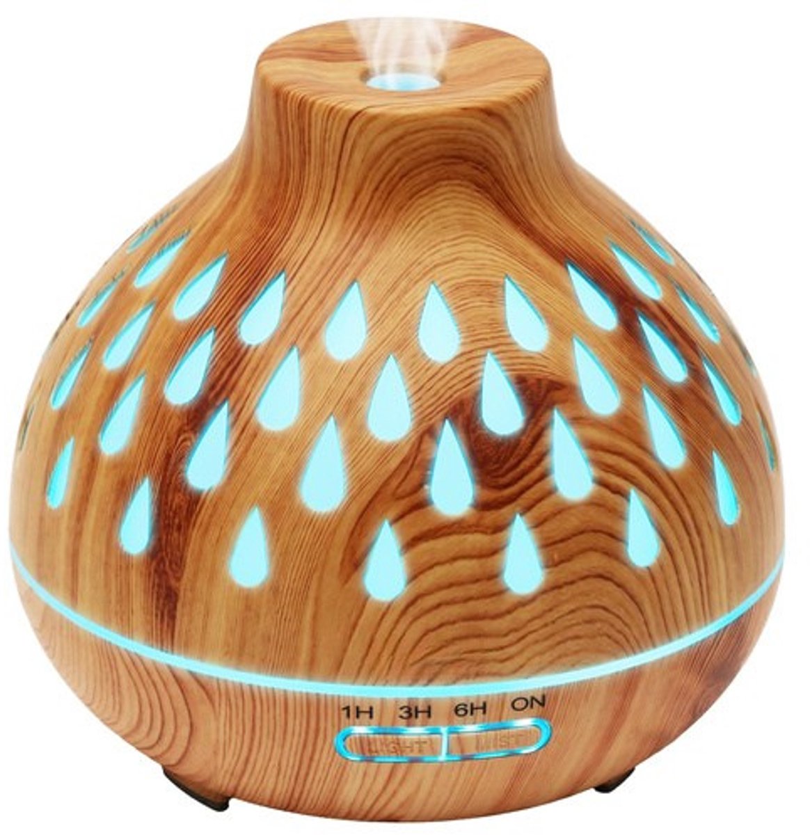 MOZY® - Luchtbevochtiger - 400 ml - Bruin - tot 10 uur - LED-Verlichting - 4 Standen - Vernevelaar - Verneveling - Diffuser - Aromatherapie -