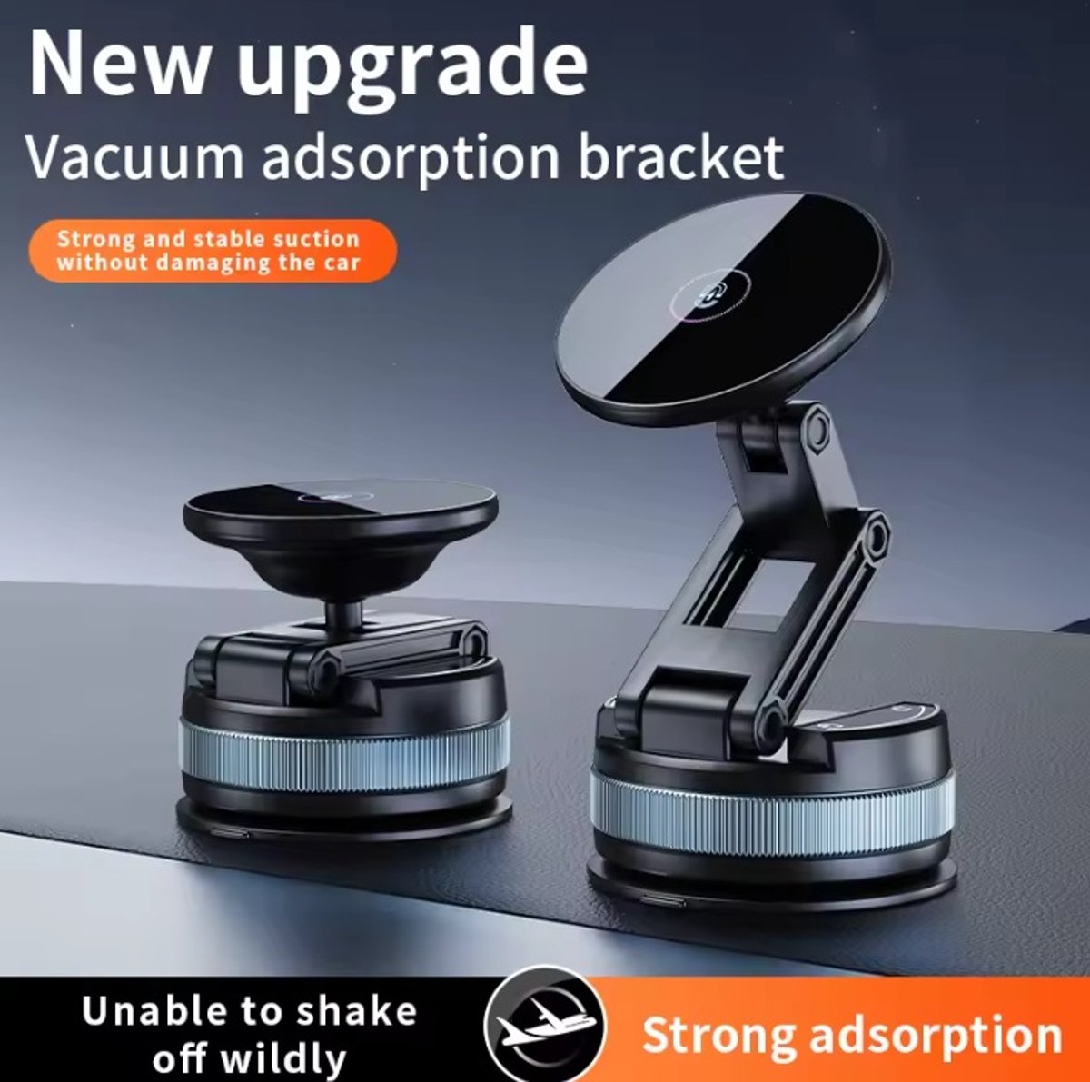 Magnetische Auto Telefoonhouder met Vacuüm Zuignap – Opvouwbaar & Verstelbaar – 360° Draaibaar – Voor Dashboard & Voorruit – Universeel voor Smartphones