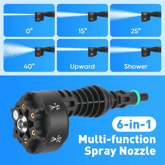 Draadloze Hogedrukreiniger met LED-display en 6-in-1 Mondstuk - 725 PSI, 21V Accu — afbeelding 4