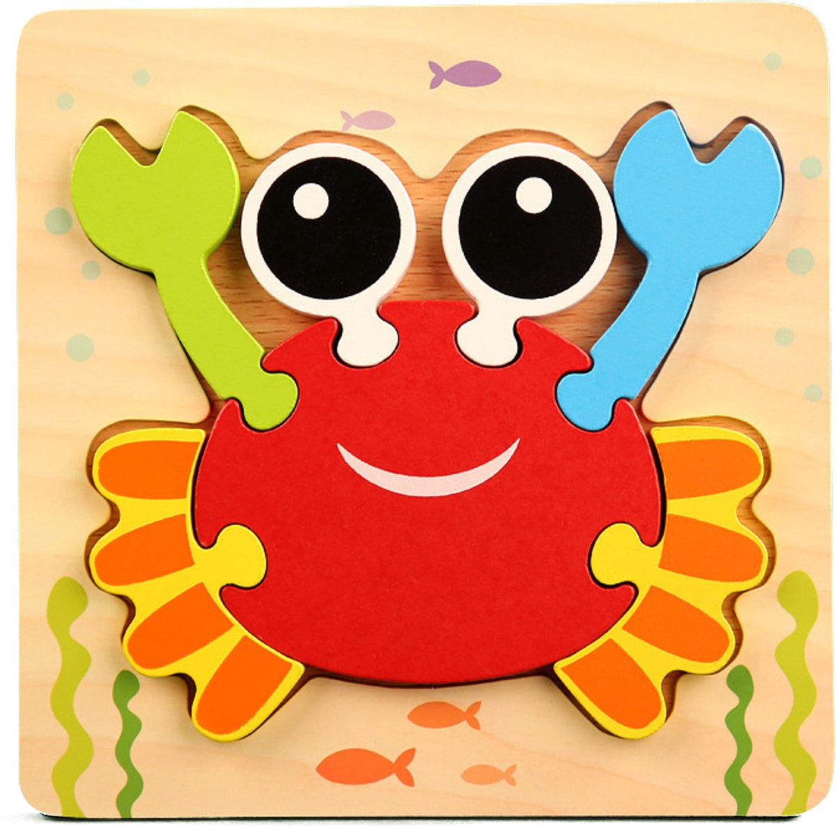 Ainy Montessori 3D legpuzzels- dieren kleurrijke krab - educatief speelgoed voor motoriek en vormherkenning - geschikt voor peuters en kleuters van 1 tot 4 Jaar - Ideaal puzzel kindercadeau voor meisjes en jongens