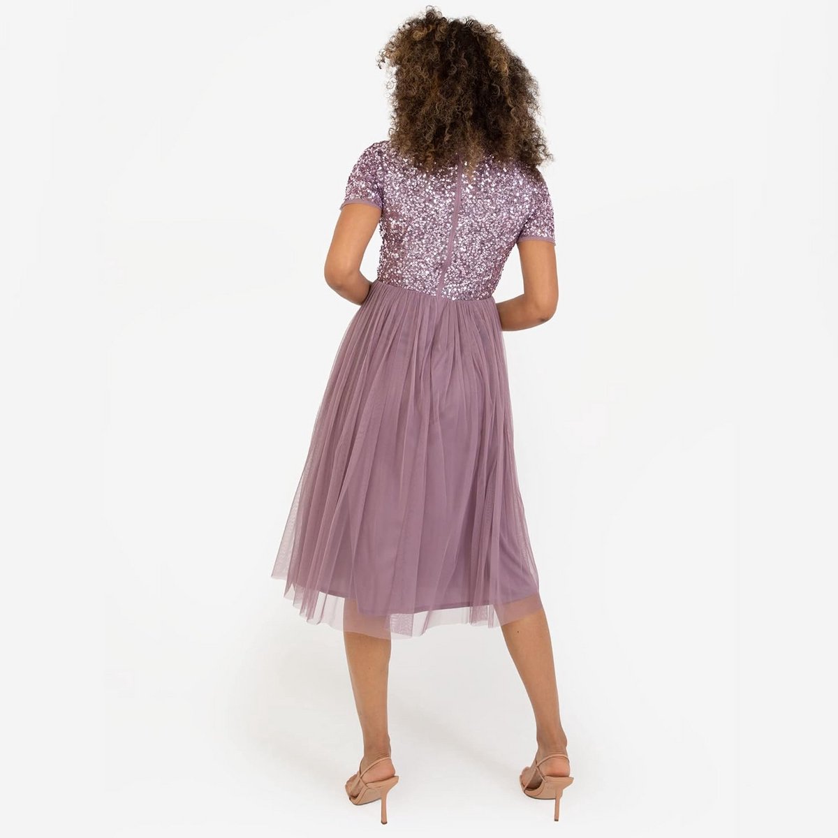 Elegante Pailletten Midi Jurk Dames - Geschikt voor Bruiloft Gast, Gala of Feest