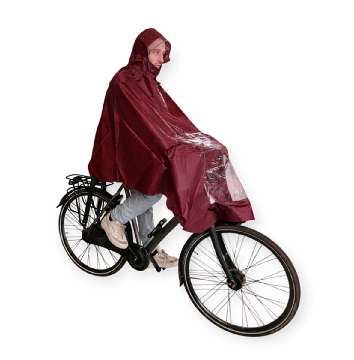 Rieba® Fietsponcho - Regenponcho - Poncho Fiets Regen - Regenjas - Unisex - Dames & Heren - Waterdicht - Winddicht - Polyester - Bordeaux