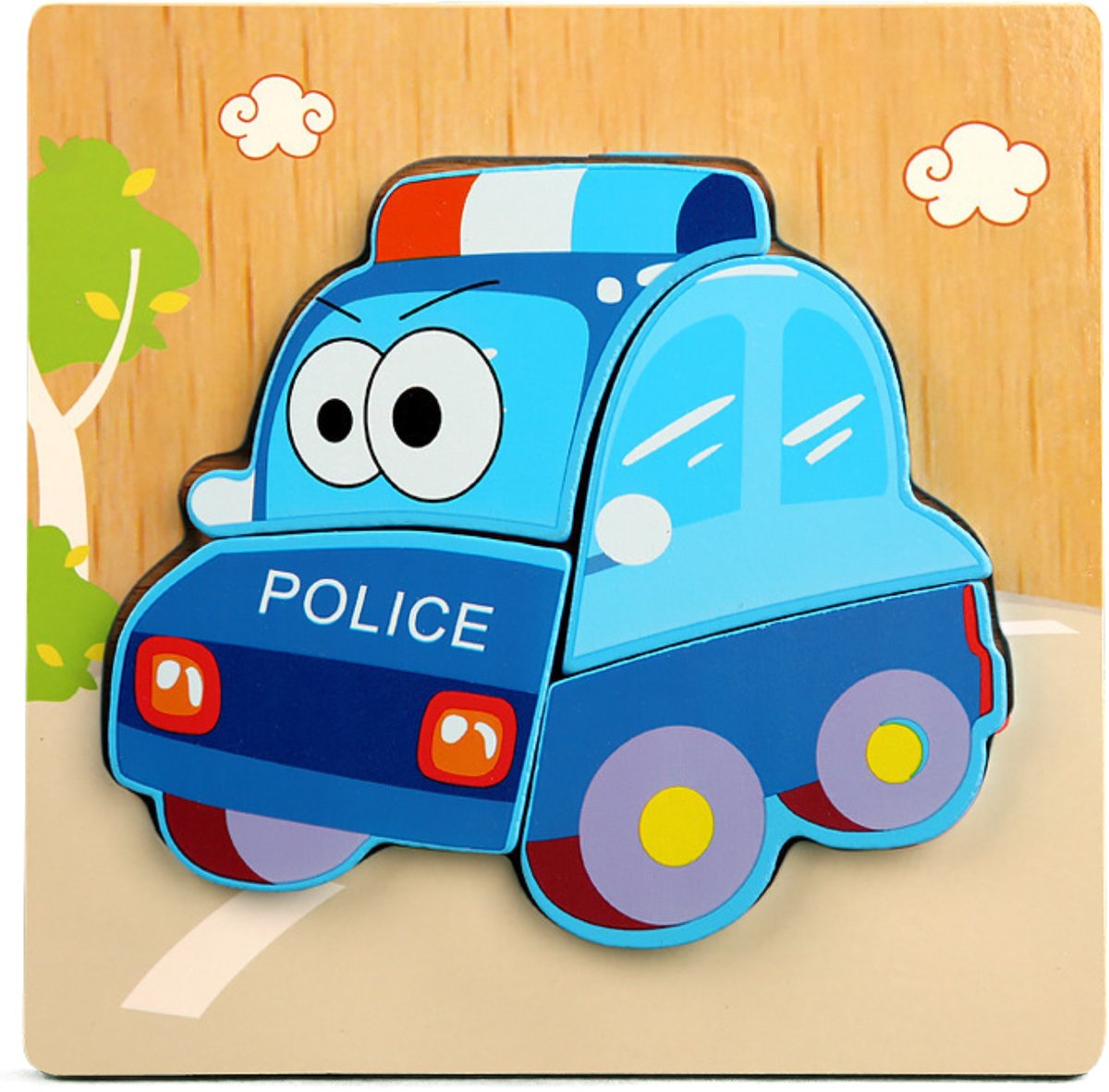Ainy Montessori 3D legpuzzels- voertuigen politie - educatief speelgoed voor motoriek en vormherkenning - geschikt voor peuters en kleuters van 1 tot 4 Jaar - Ideaal puzzel kindercadeau voor meisjes en jongens