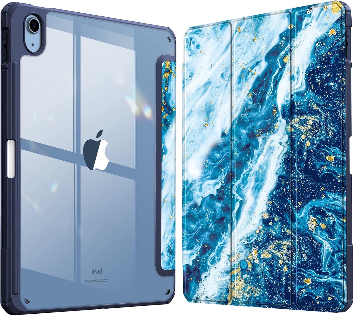 Zandarix Geschikt voor Apple iPad A16 (2025) - Book Case - Automatische Slaap/Waak Functie - Ingebouwde Potloodhouder - Tablethoes - Sandy Wave