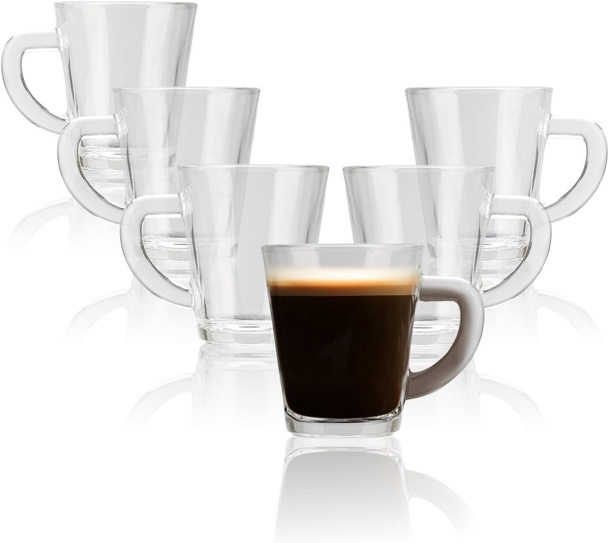 Set van 6 Hittebestendige Borosilicaat Glazen voor Espresso - 70 ml Koffiekopjes