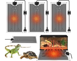 Verwarmingsmat voor Reptielen, 3 Stuks - Instelbare Warmtemat voor Terrarium, Geschikt voor Schildpadden, Slangen, en Hagedissen