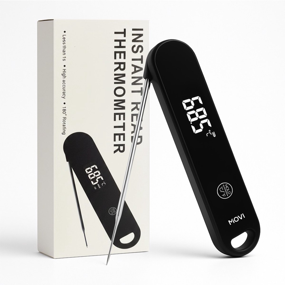 Movi Instant Read Thermometer – Inklapbare Vleesthermometer – Meting in Seconden – IP66 Waterbestendig