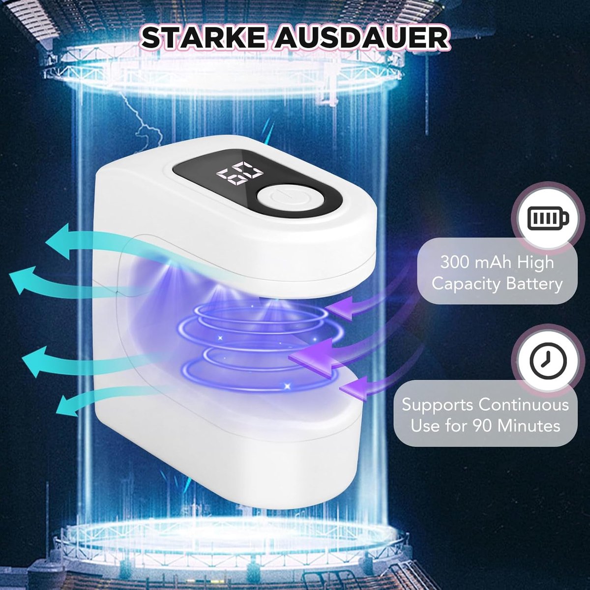 Mini UV LED Nagellamp - Oplaadbaar - 3 LED Lampen - Wit - 300 mAh Gelnagels Droger - Draagbare Nagellamp - UV Lamp voor Nagels - Nagellak Droger - Timer 60/120s - Nail Art Accessoires - USB Oplaadbaar - Reisformaat — cadeau in Verzorging - foto 2