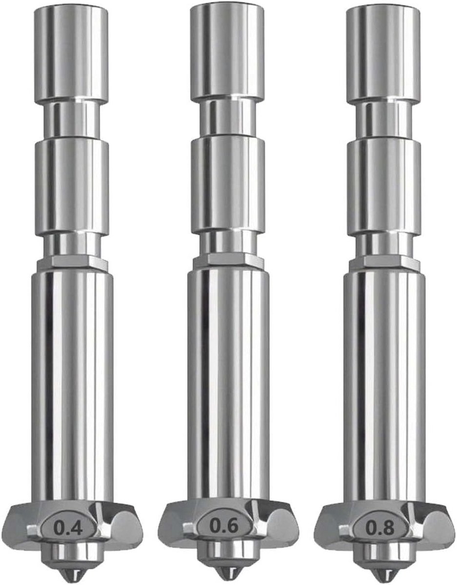 Geïntegreerde gehard stalen sproeiers 0,4 mm, 0,6 mm en 0,8 mm voor 3D-printer Nozzles (3PK)