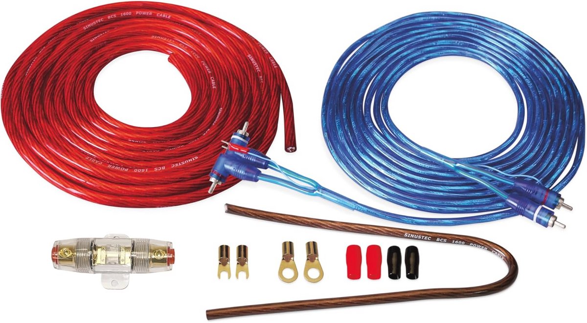 5m Car-Hifi Accukabelset 16 mm² voor Auto Audio tot 750 Watt