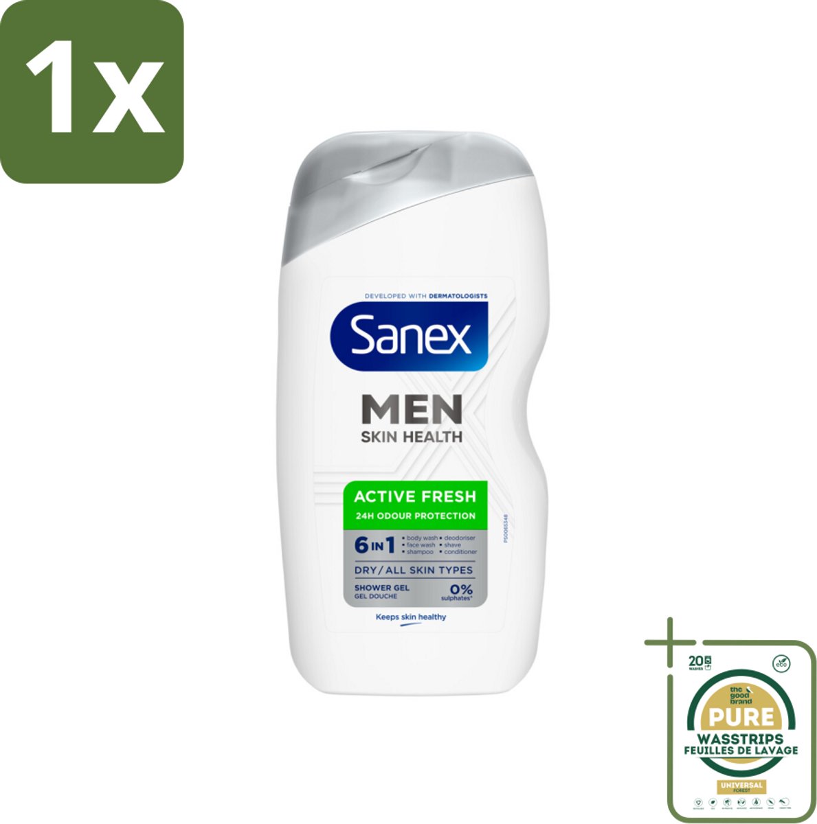 1 x Sanex – Douchegel – Men Active Fresh – 400 ml- Kabel - Kabels - Kabelsysteem - Kabelsysteem