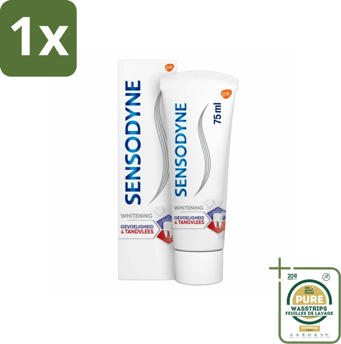 1 x Sensodyne - Tandpasta - Gevoeligheid & Tandvlees - Whitening - Gevoelige Tanden - 75 ml- Gevoelige Tanden - Tandvleesbescherming - Tandpasta - Whitening - Gevoeligheid