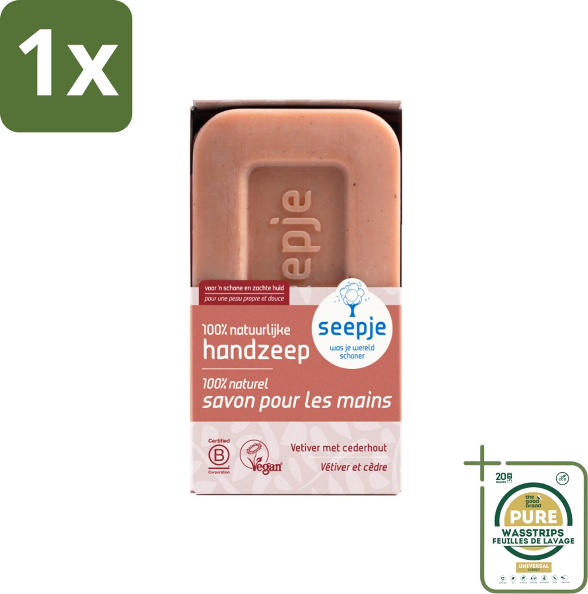 1 x Seepje - Handzeep - Duurzaam & Milieuvriendelijk - Vetiver met Cederhout - 120 gr- Handzeep Vetiver Cederhout - Natuurlijke Handzeep - Duurzame Handzeep - Milieuvriendelijke Handzeep - Handzeep Met Vetiver