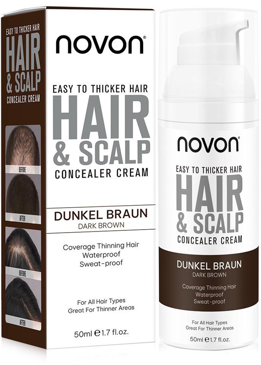 Novon - Hair & Scalp Concealer Cream - Dronkerbruin - 50ml