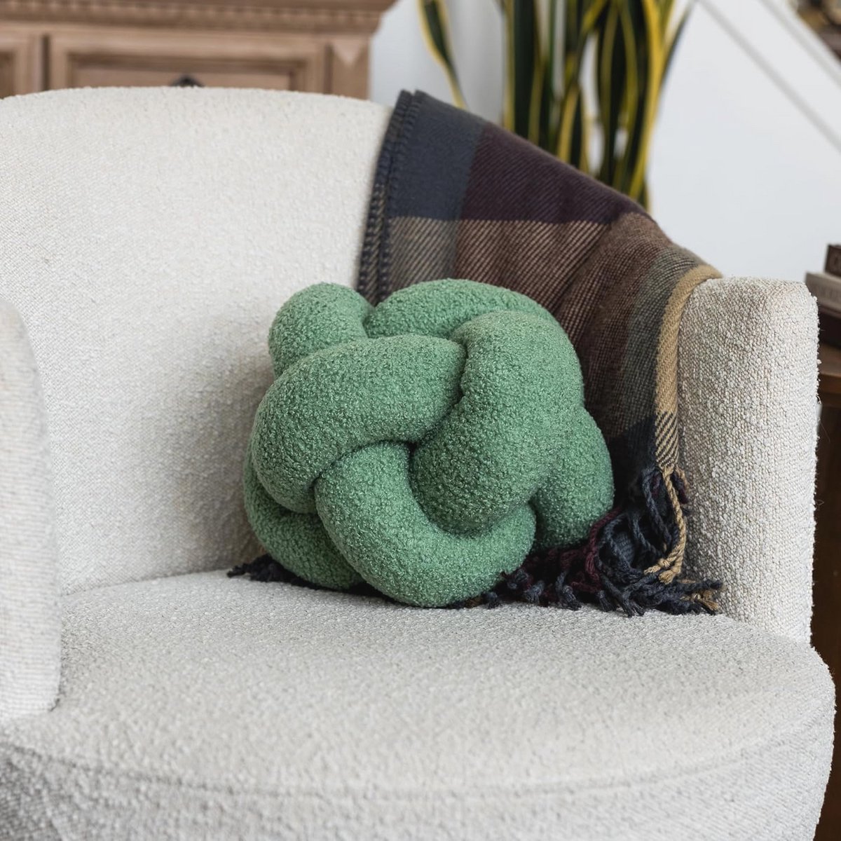 Luxe Salie Groene Knoop Kussen Bal 12 Inch voor Woonkamer Decor