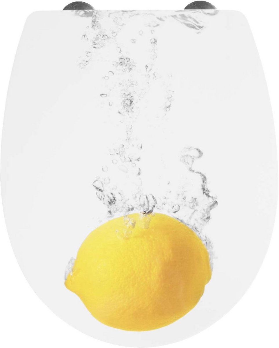 Cornat Wc-bril "Citroen" - fruitig fris design - onderhoudsvriendelijk thermoplast - Quick up & Clean functie - automatische sluiting - comfortabele montage van bovenaf/toiletbril/wc-deksel /