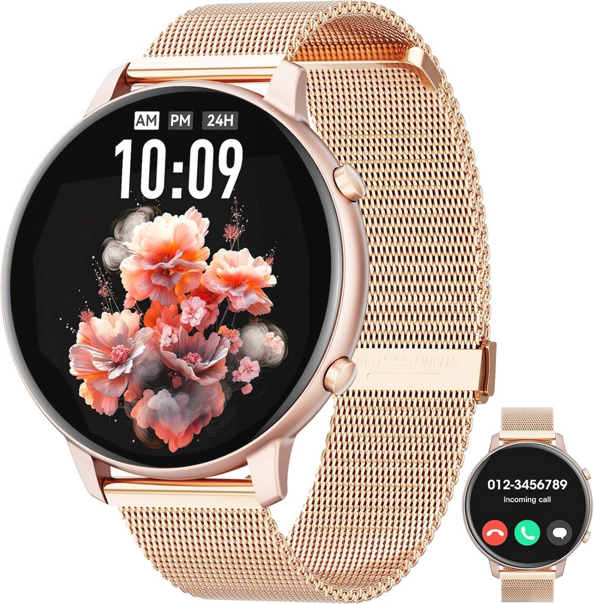 Hwagol Smart Watch (beantwoorden/bellen), 3,5 cm fitnesstracker, smartwatch hartslag/slaapmonitor/stappenteller/calorieën, 140+ sportmodi, waterdicht dameshorloge voor Android iOS